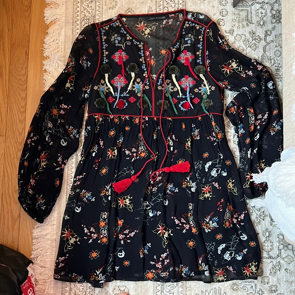 Embroidered Tassle Dress